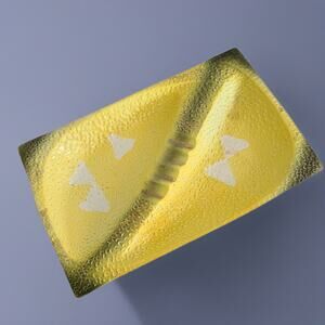 Vintage Atomic Yellow Ceramic Ashtray Mid Century Modern